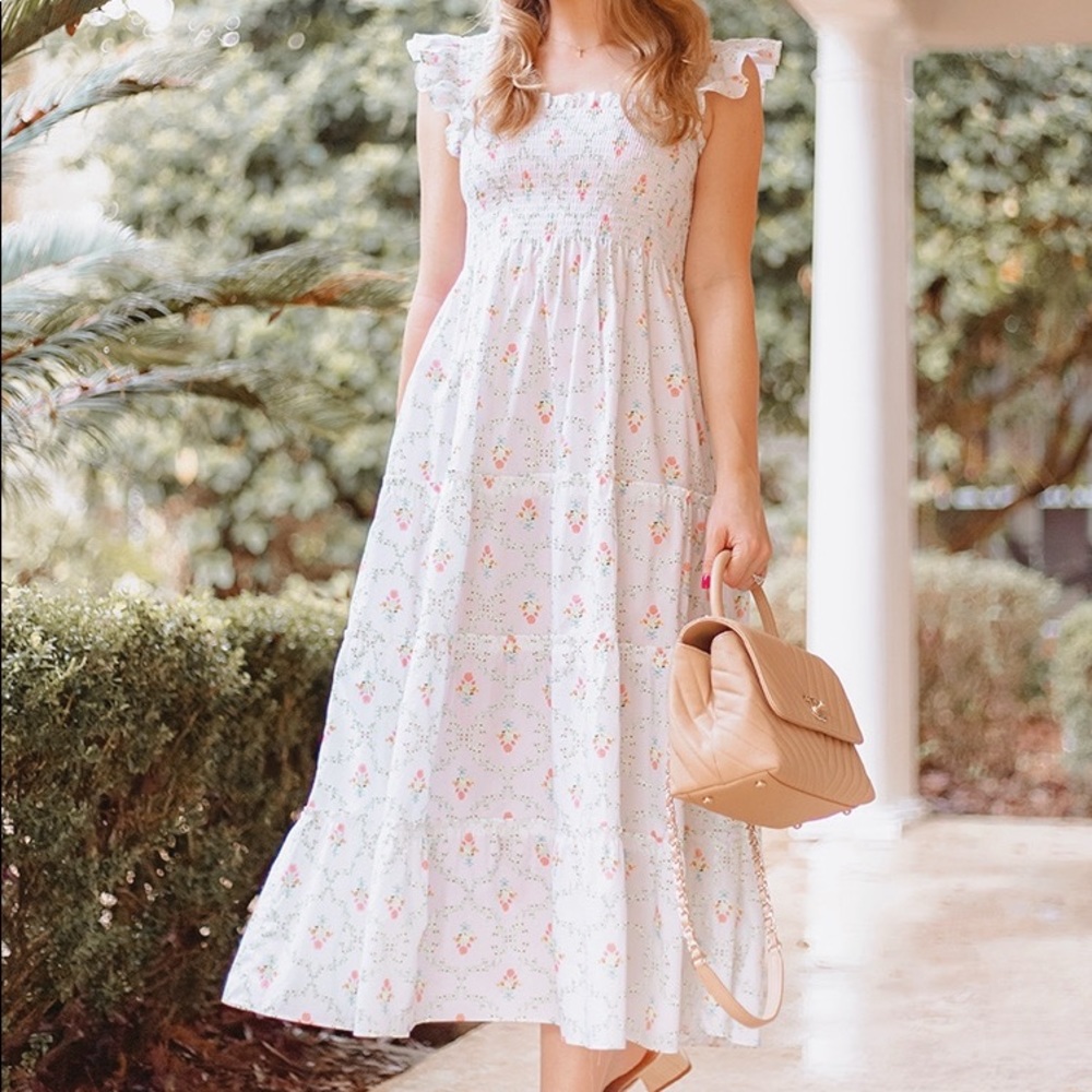 Hill House Home Ellie Nap Dress Pastel Trellis XS